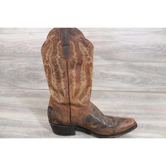 JB Dillon Mens Genuine Brown Goat Leather Western Boots JBM2213 Size 11D - Picture 3 of 10